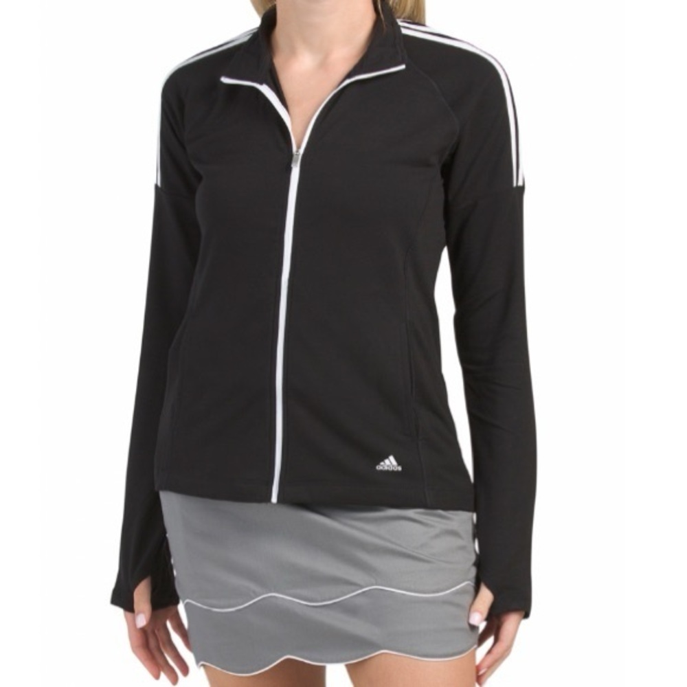 Adidas Golf Womens 3 Stripes Classic Track Jacket Black & White Size Medium